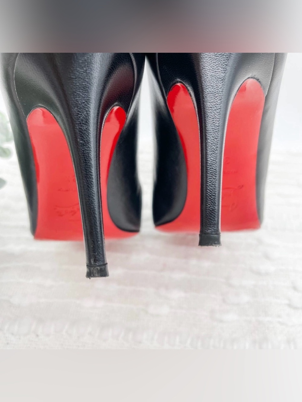 Christian Louboutin Black Leather Pumps with Red Soles - Picture 6 of 16